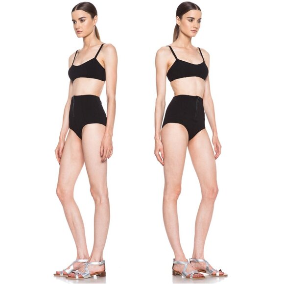 Lisa Marie Fernandez Genevieve High Waist Zipped 2-Piece Bikini Black - Picture 2 of 8